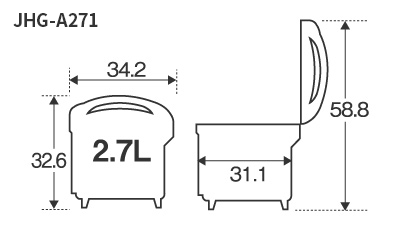 JHG-A271 サイズ詳細（幅・高さ・奥行など　単位：cm）